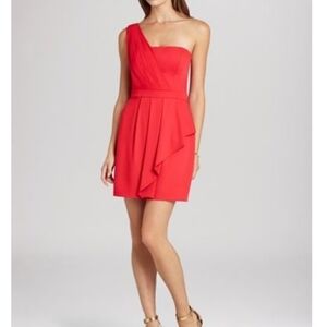 BCBGMAXAZRIA red mini one shoulder party dress Sz 2